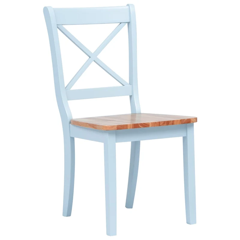 Lot de 4 chaises de salle à manger cuisine gris et bois clair bois d'hévéa massif CDS021536