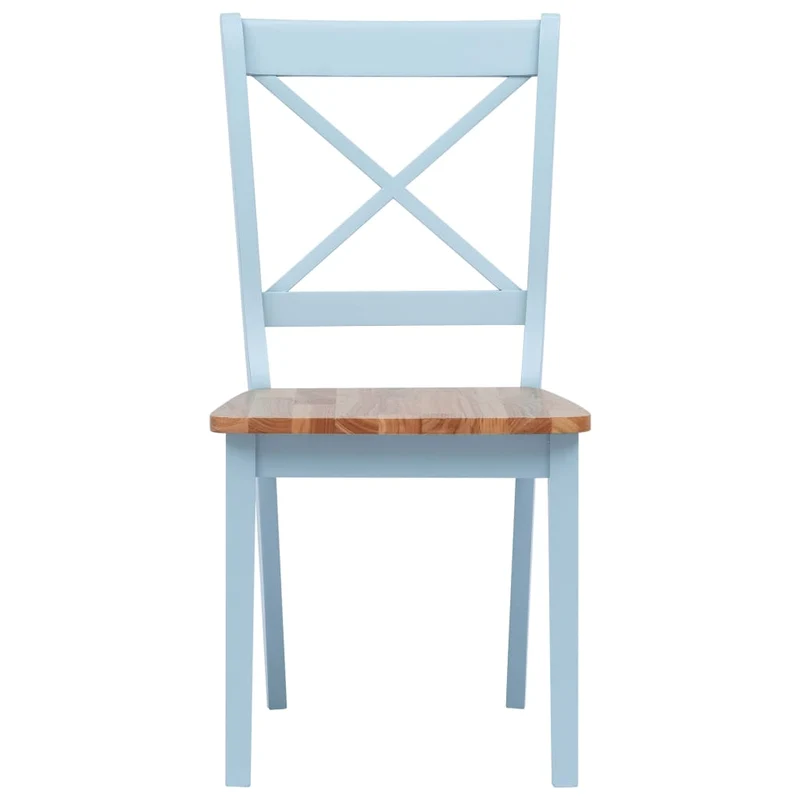 Lot de 4 chaises de salle à manger cuisine gris et bois clair bois d'hévéa massif CDS021536