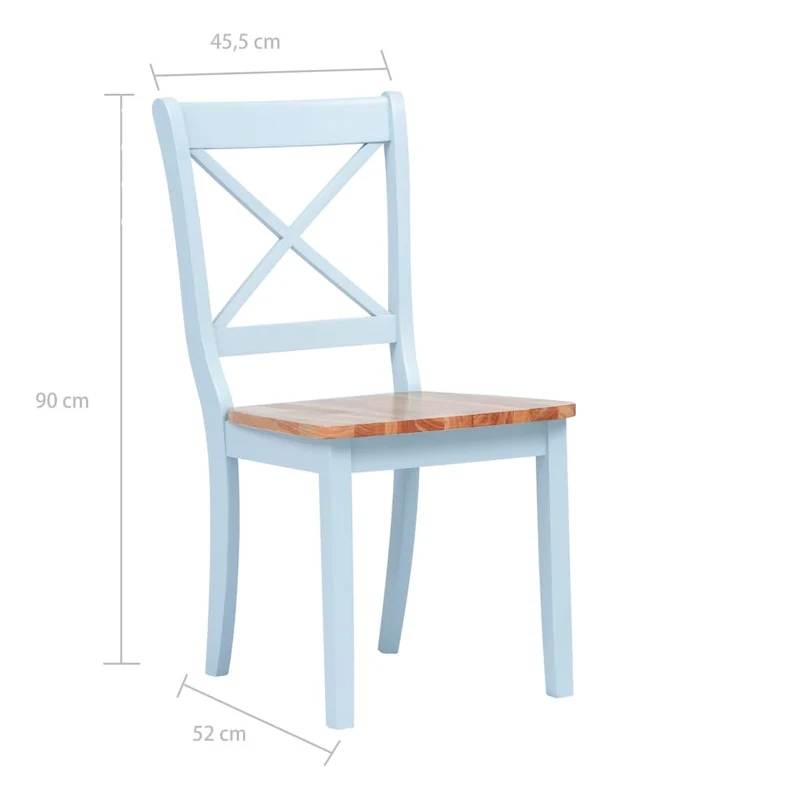 Lot de 4 chaises de salle à manger cuisine gris et bois clair bois d'hévéa massif CDS021536