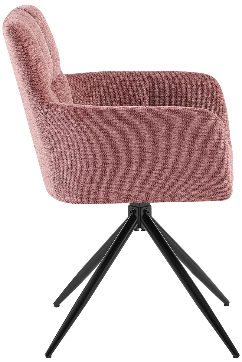 Lot de 2 chaises de salle à manger moderne et confort mécanisme de rotation à 180° en tissu rose et métal 10_0007692