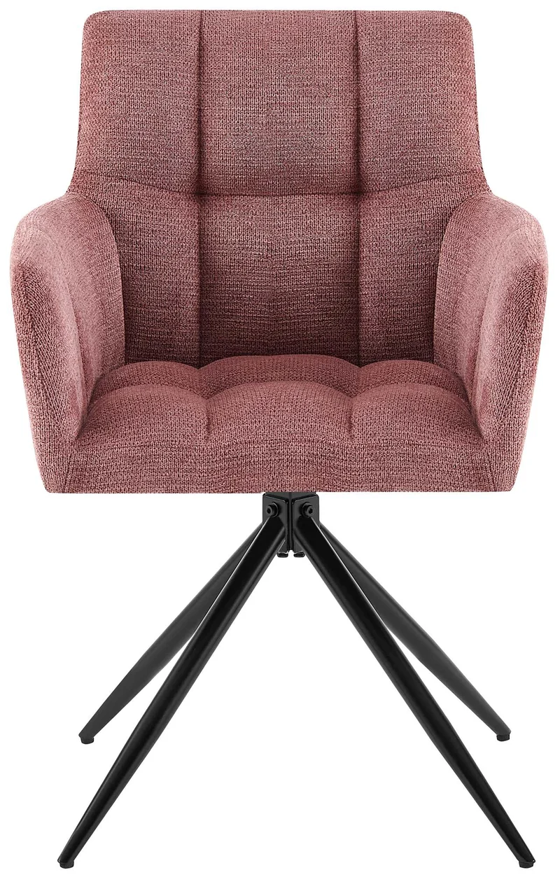 Lot de 2 chaises de salle à manger moderne et confort mécanisme de rotation à 180° en tissu rose et métal 10_0007692