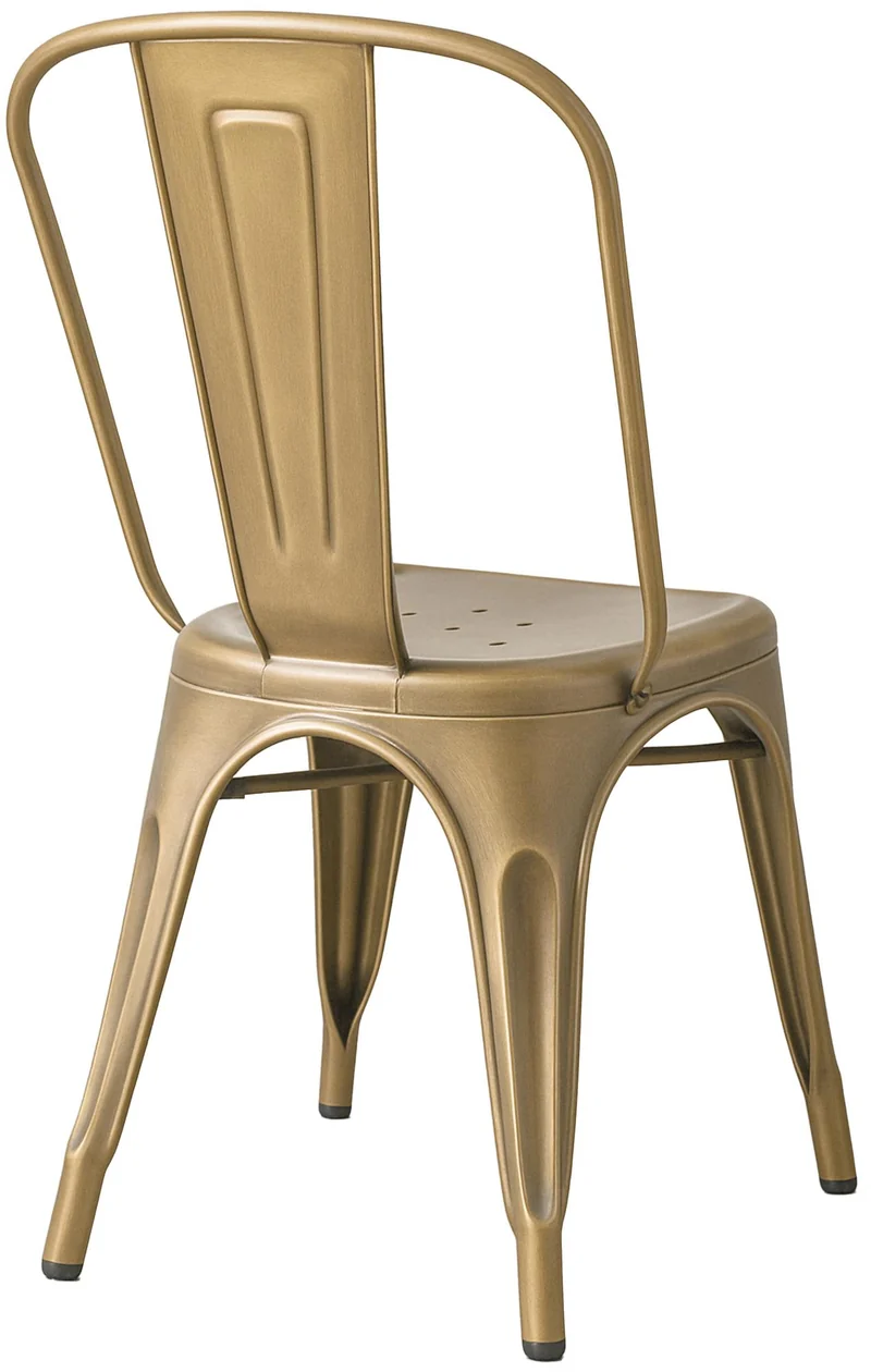 Lot de 4 chaises de salle à manger empilable avec dossier style industriel en métal doré 10_0006231