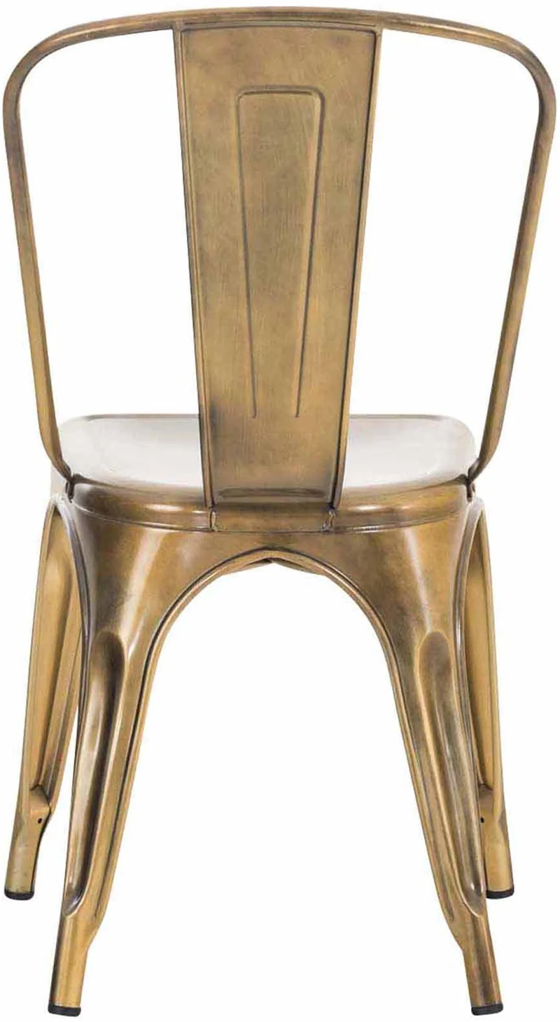 Lot de 4 chaises de salle à manger empilable avec dossier style industriel en métal doré 10_0006231