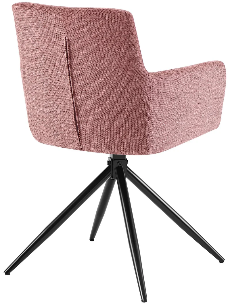 Chaise de salle à manger x1 moderne et confort mécanisme de rotation à 180° en tissu rose et métal 10_0007486