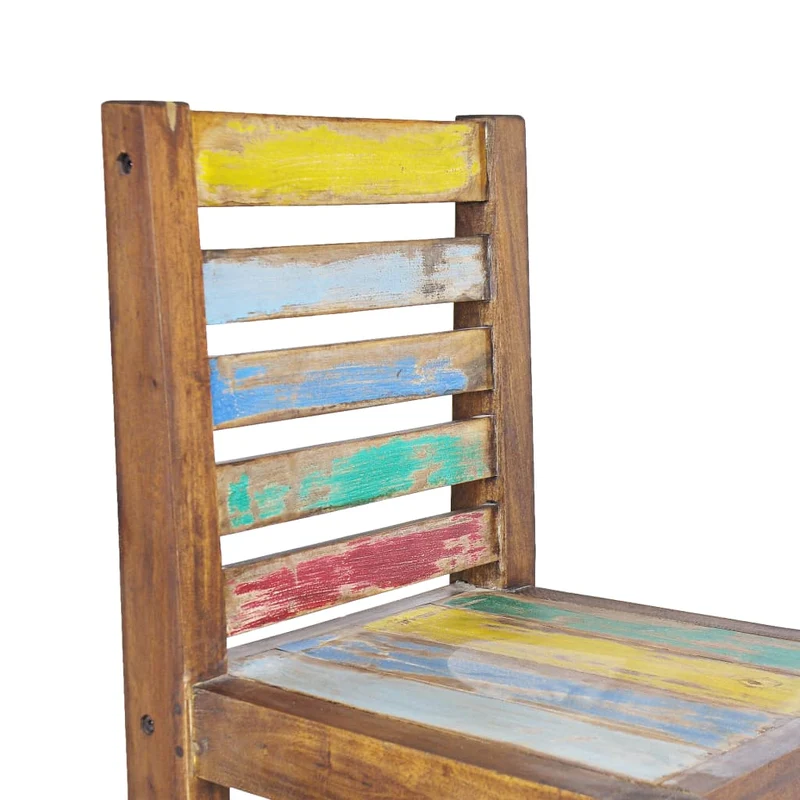 Lot de 2 chaises de salle à manger cuisine design vintage bois de récupération solide CDS020286