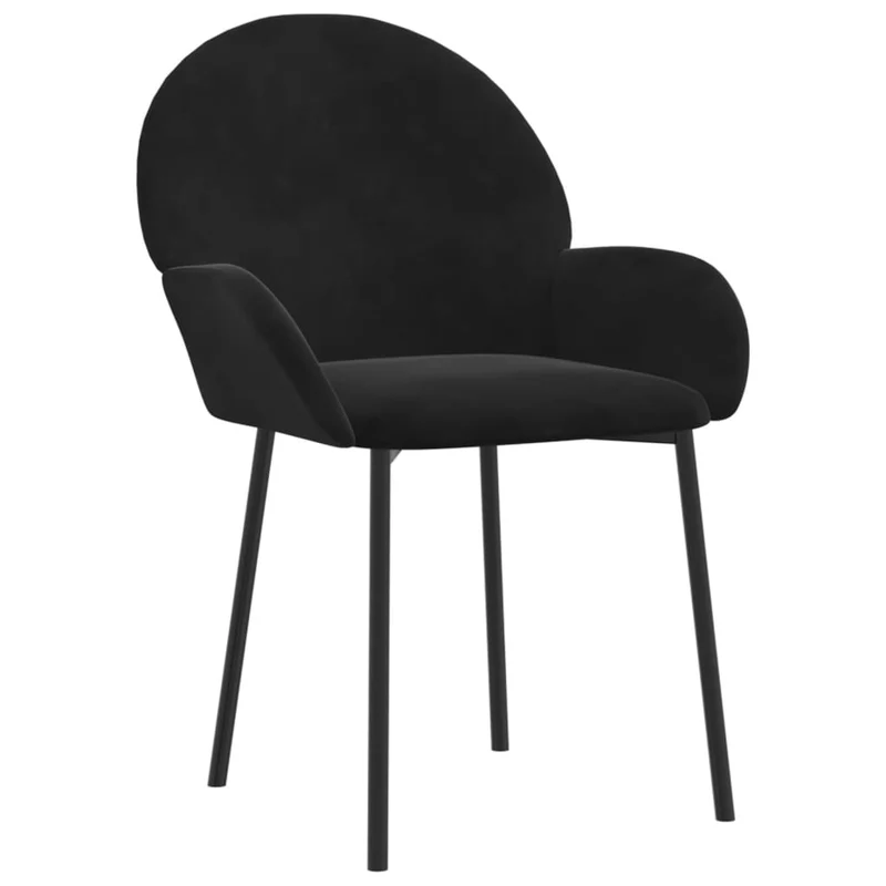 Set de 2 chaises de salle à manger cuisine en tissu velours noir et métal DEC025565