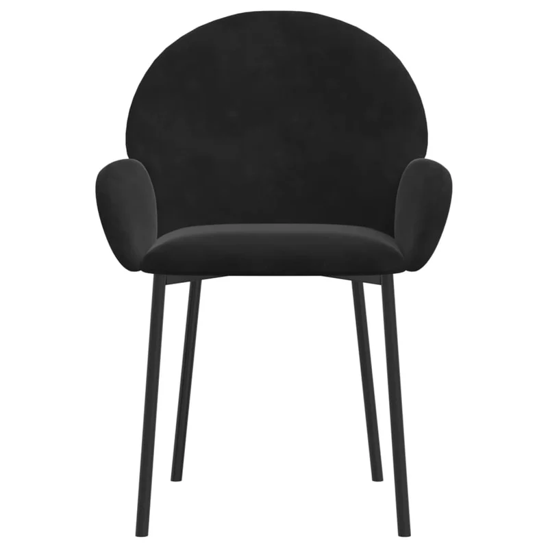 Set de 2 chaises de salle à manger cuisine en tissu velours noir et métal DEC025565