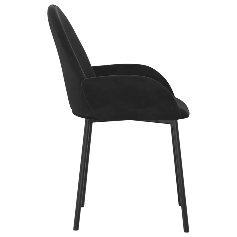 Set de 2 chaises de salle à manger cuisine en tissu velours noir et métal DEC025565