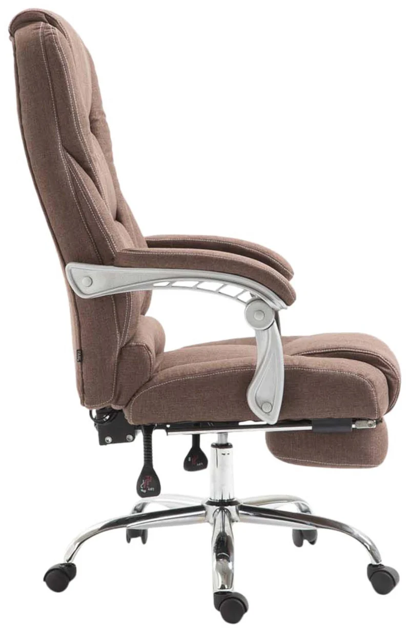 Fauteuil de bureau sur roulettes avec repose-pieds et hauteur ajustable pivotant en tissu marron 10_0002586