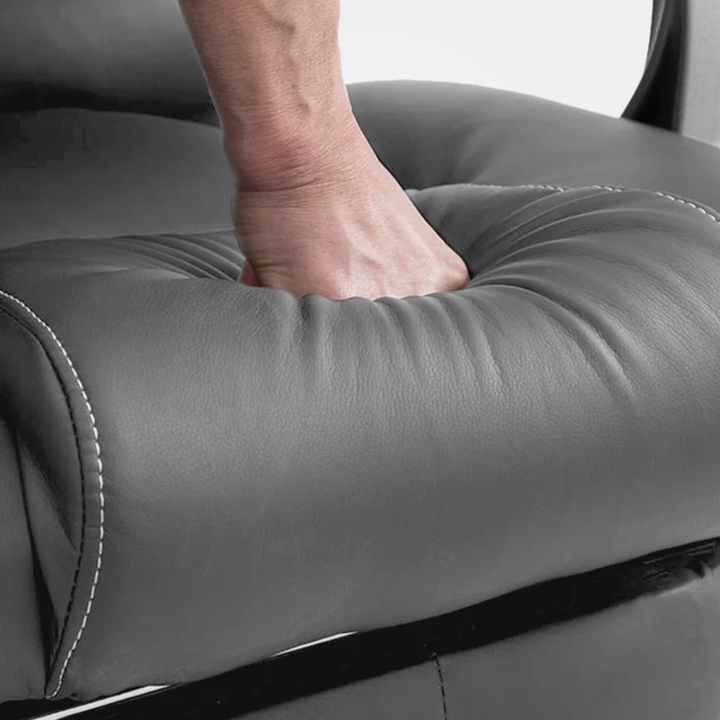 Fauteuil de bureau avec fonction massage repose-pieds dossier inclinable en PVC gris 10_0002584