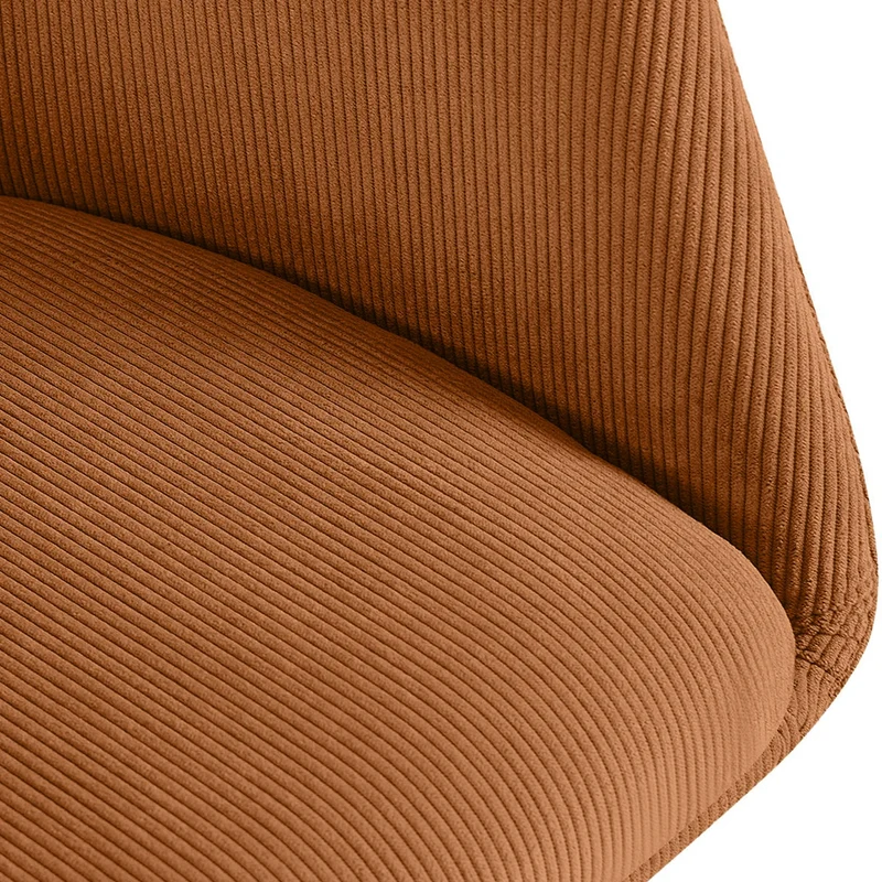 Chaise contemporaine de salle à manger x1 en velours côtelé orange pivotante 180° avec accoudoirs 10_0005867
