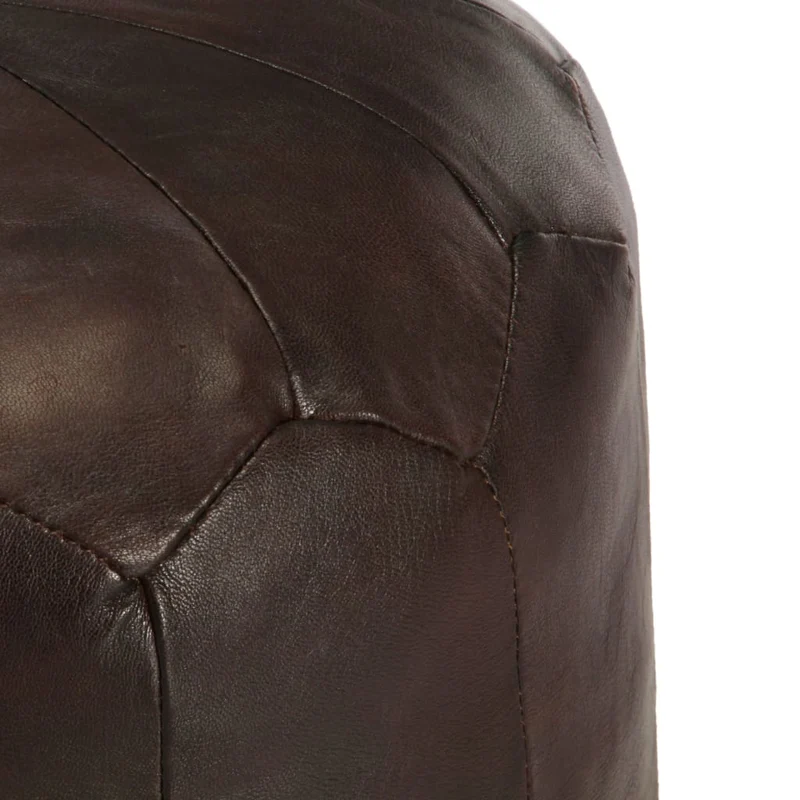 Pouf tabouret repose-pied aspect vintage 40 x 35 cm en cuir véritable de chèvre marron foncé DEC029955