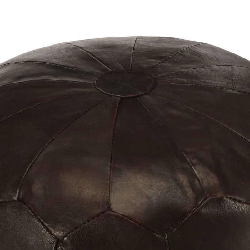 Pouf tabouret repose-pied aspect vintage 40 x 35 cm en cuir véritable de chèvre marron foncé DEC029955