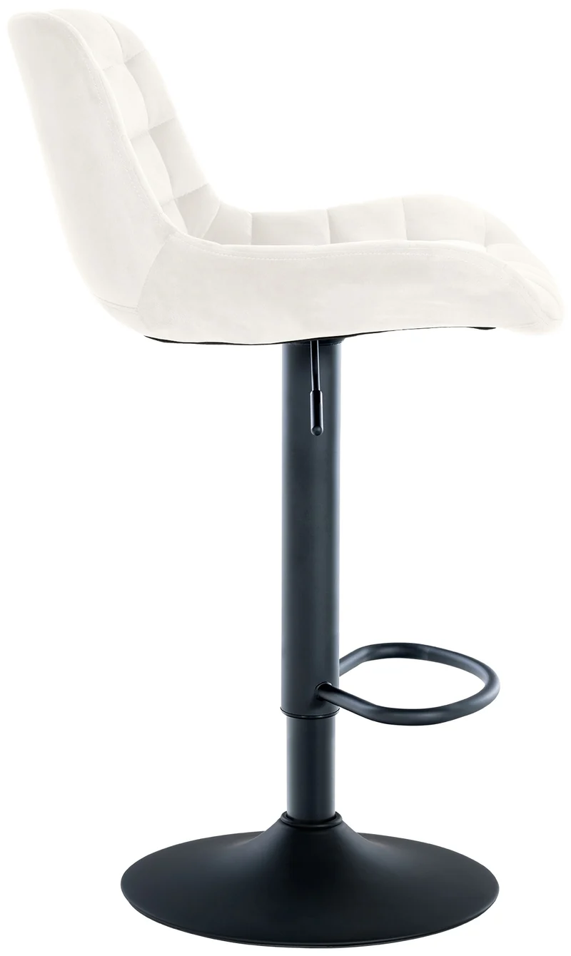 Lot de 2 tabourets de bar structure métallique noir assise en velours crème avec surpiqûres 10_0004444