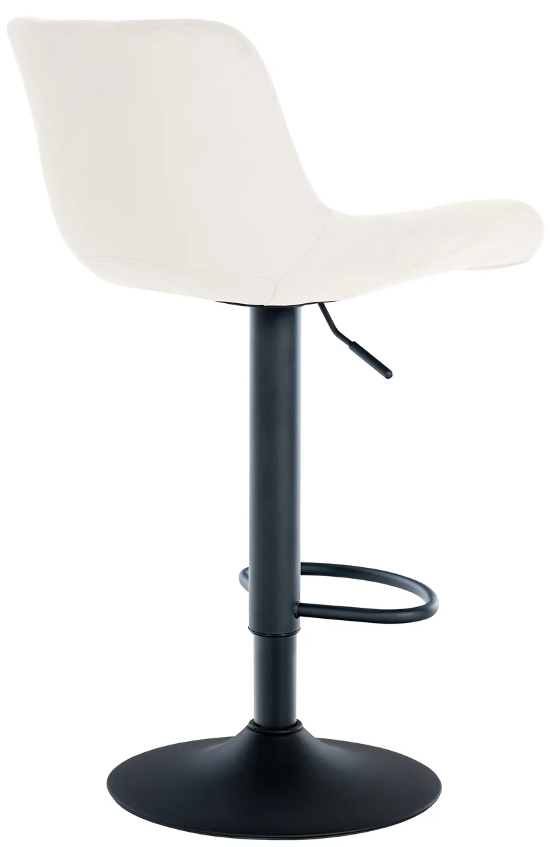 Lot de 2 tabourets de bar structure métallique noir assise en velours crème avec surpiqûres 10_0004444
