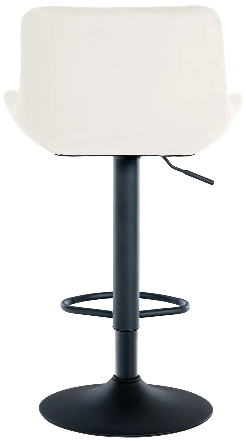 Lot de 2 tabourets de bar structure métallique noir assise en velours crème avec surpiqûres 10_0004444