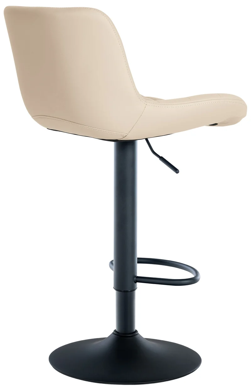 Lot de 2 tabourets de bar structure métallique noir assise en PVC crème avec surpiqûres 10_0004442