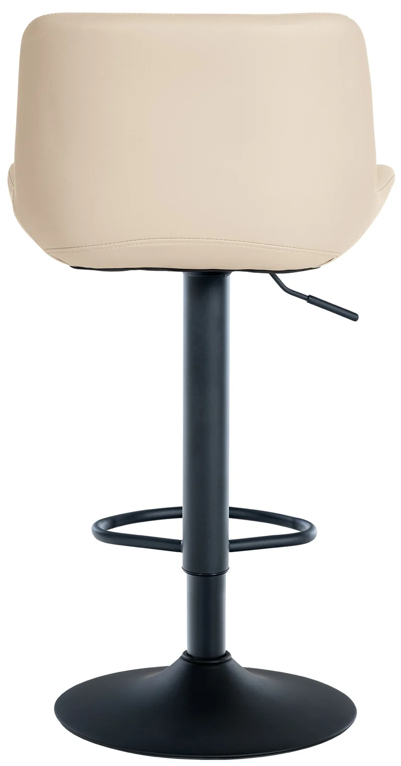 Lot de 2 tabourets de bar structure métallique noir assise en PVC crème avec surpiqûres 10_0004442
