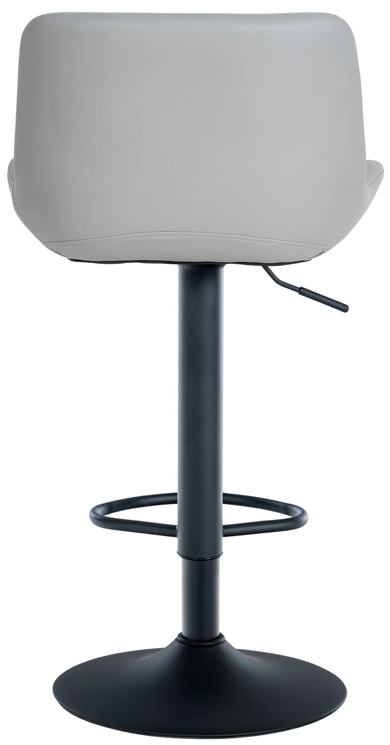 Lot de 2 tabourets de bar structure métallique noir assise en PVC gris avec surpiqûres 10_0004443
