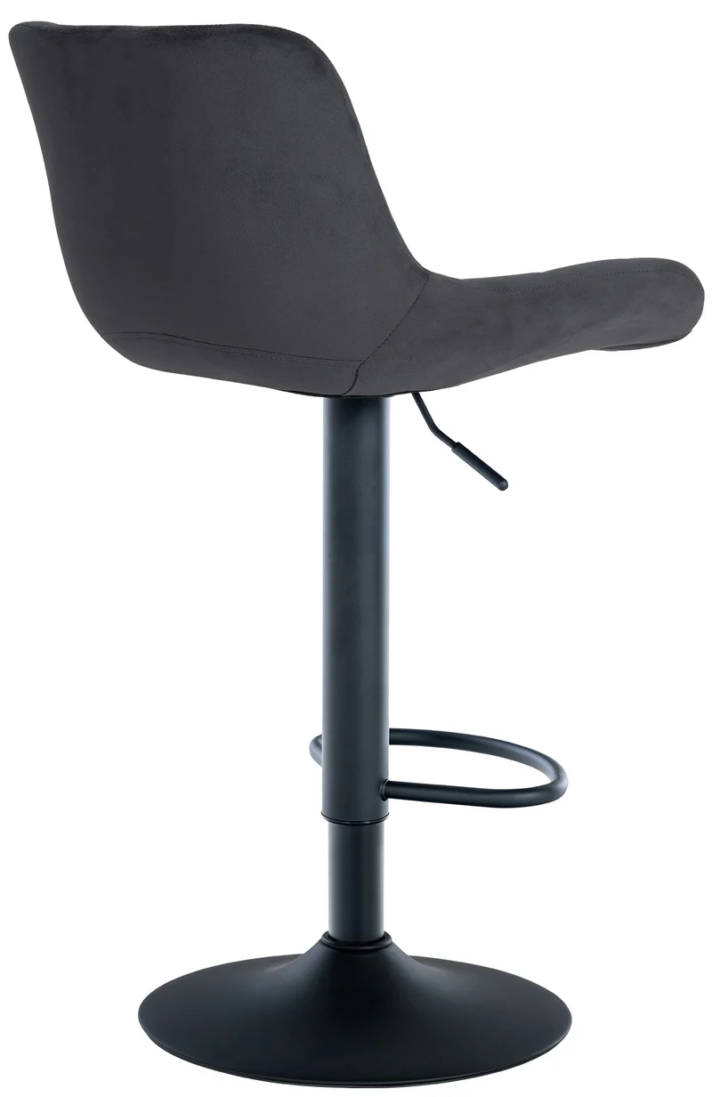 Lot de 2 tabourets de bar en velours noir avec surpiqûres décoratives carrées cadre métal noir avec repose-pieds 10_0006590
