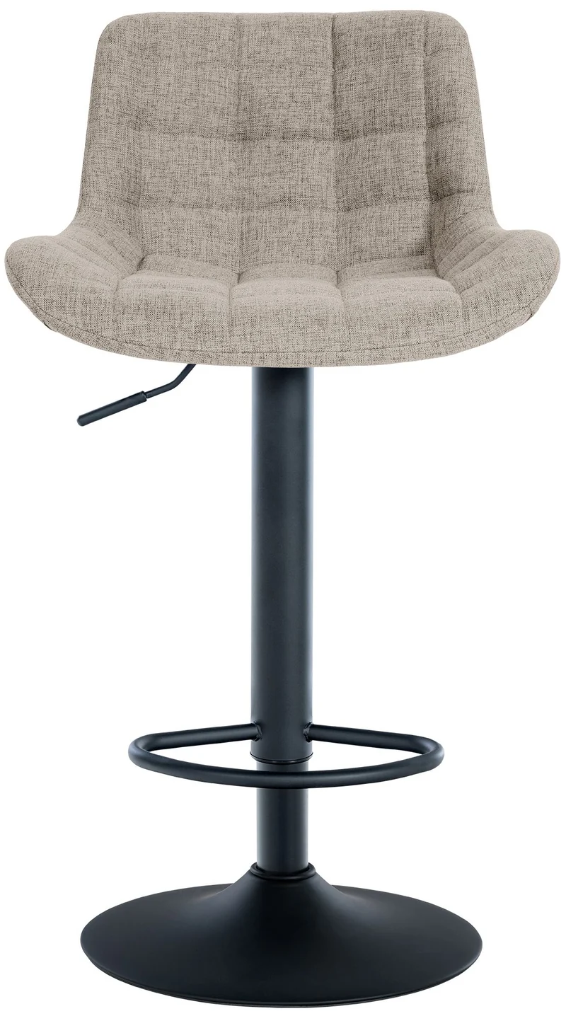 Tabouret de bar x1 structure métallique noir assise en tissu taupe avec surpiqûres 10_0005448