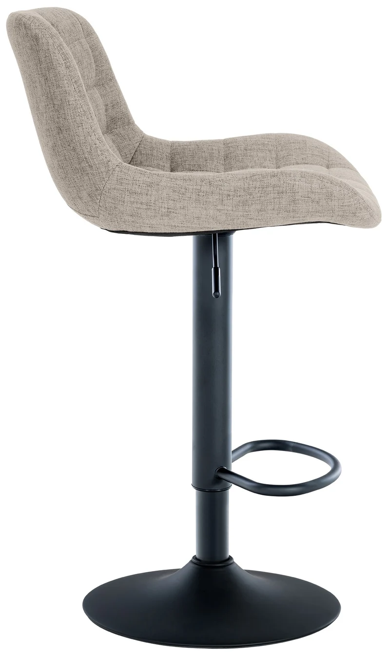 Tabouret de bar x1 structure métallique noir assise en tissu taupe avec surpiqûres 10_0005448