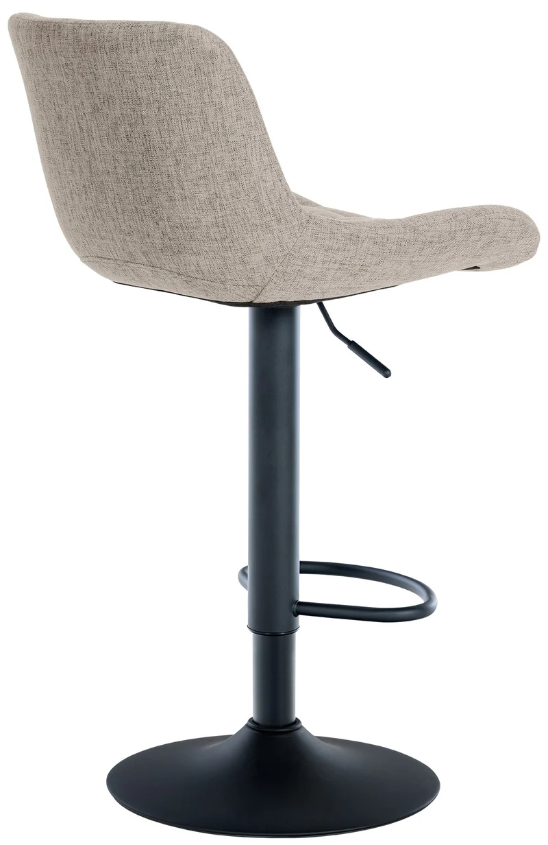 Tabouret de bar x1 structure métallique noir assise en tissu taupe avec surpiqûres 10_0005448