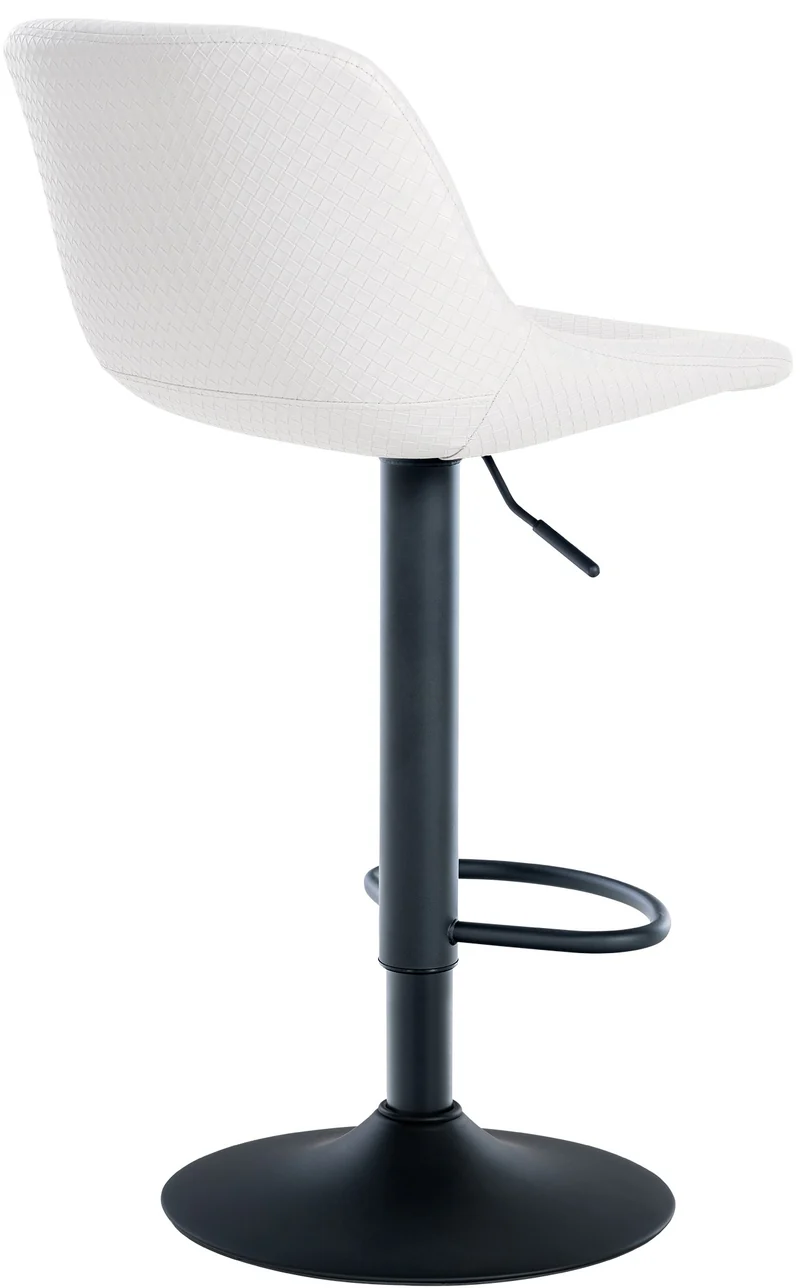 Lot de 2 tabourets de bar rotation à 360°en PVC blanc pieds en trompette métal noir 10_0006690