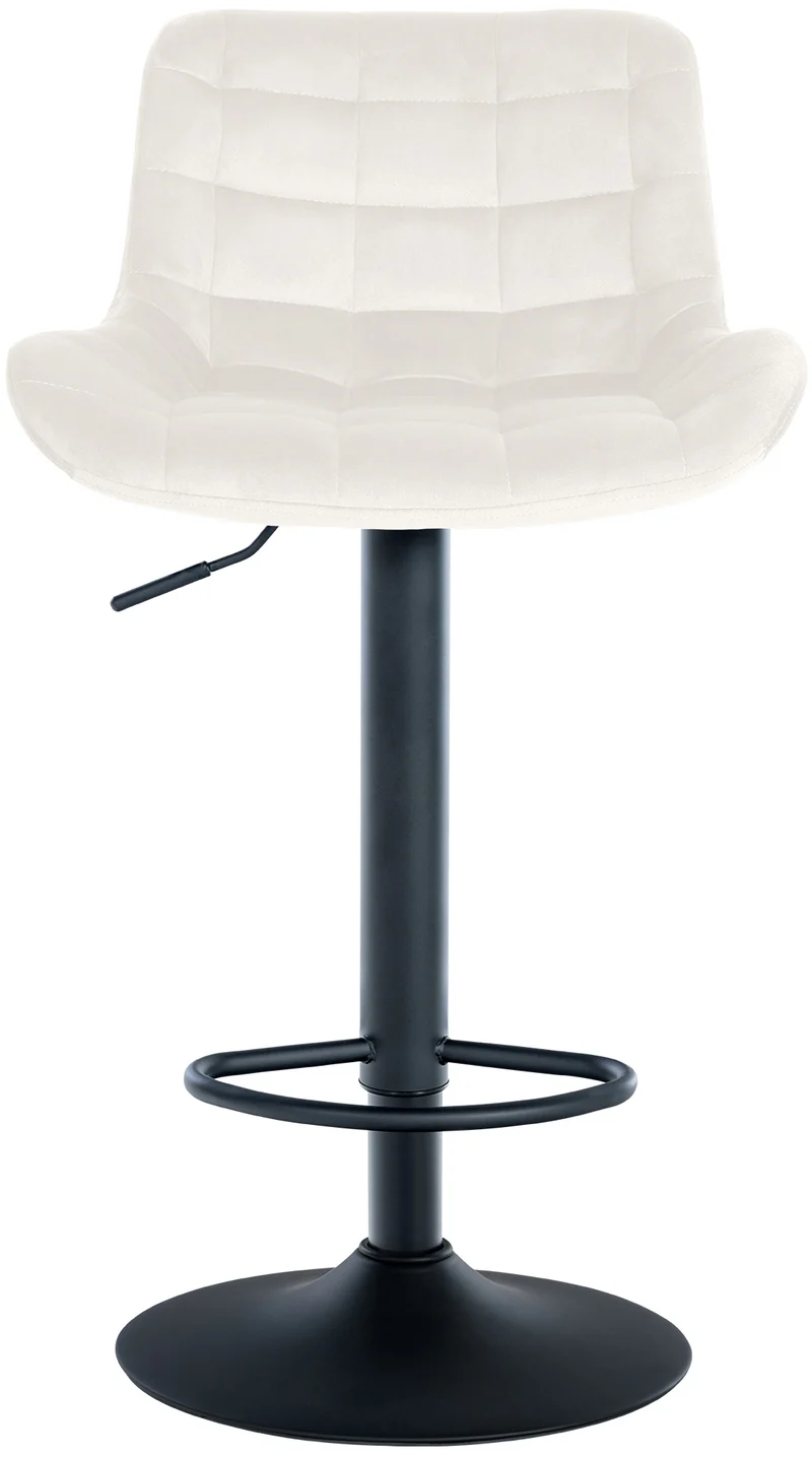 Tabouret de bar x1 structure métallique noir assise en velours crème avec surpiqûres 10_0005446
