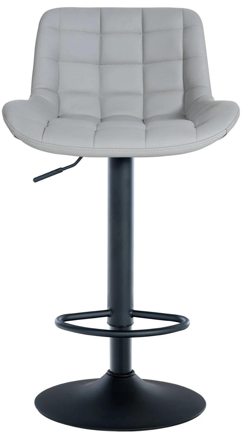 Tabouret de bar x1 structure métallique noir assise en PVC gris avec surpiqûres 10_0005445