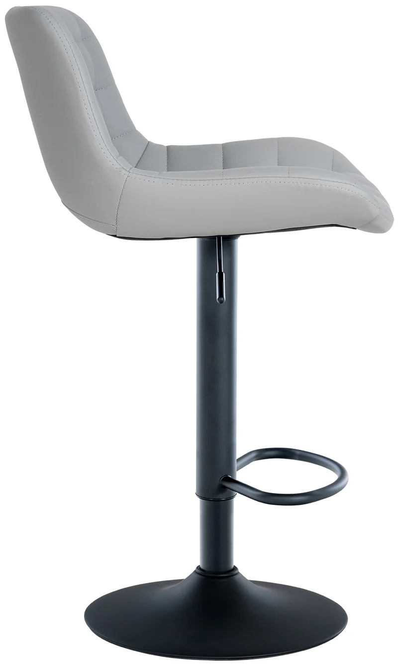 Tabouret de bar x1 structure métallique noir assise en PVC gris avec surpiqûres 10_0005445