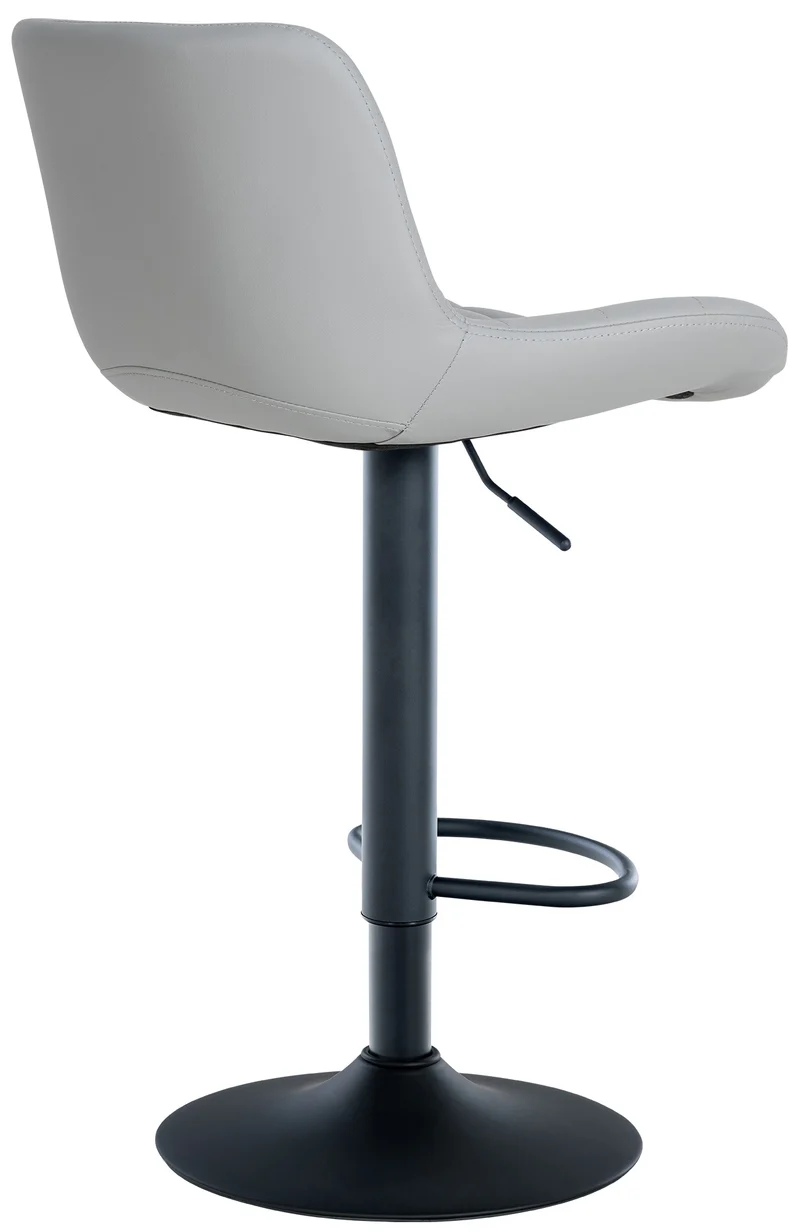 Tabouret de bar x1 structure métallique noir assise en PVC gris avec surpiqûres 10_0005445