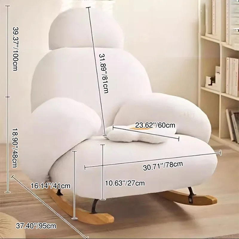 Contemporary Creative Sherpa Fabric Carbon Steel Pine Pet-Shaped Round Accent Chair Backrest Armrests For Living Room