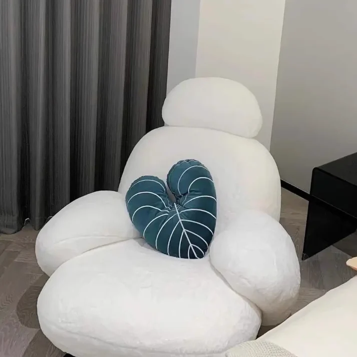 Contemporary Creative Sherpa Fabric Carbon Steel Pine Pet-Shaped Round Accent Chair Backrest Armrests For Living Room