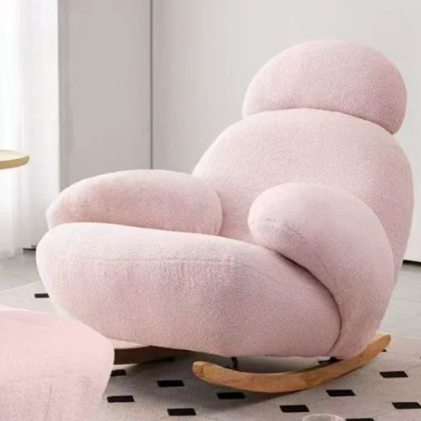 Contemporary Creative Sherpa Fabric Carbon Steel Pine Pet-Shaped Round Accent Chair Backrest Armrests For Living Room