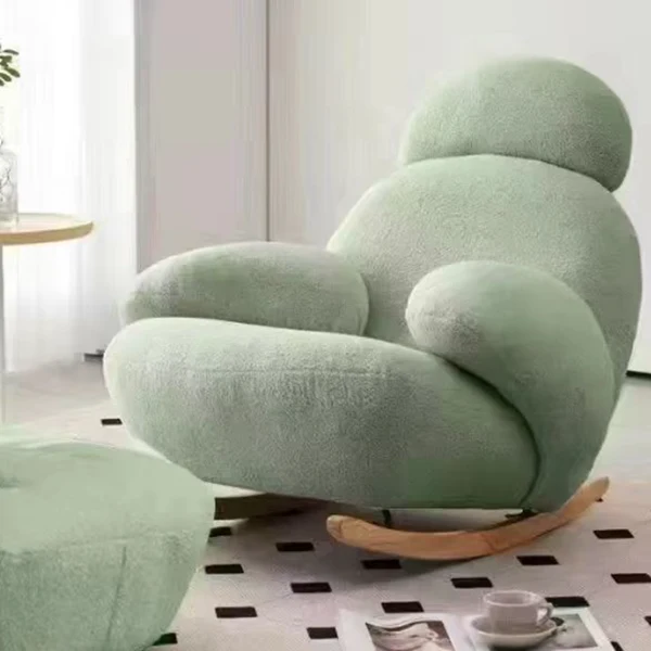 Contemporary Creative Sherpa Fabric Carbon Steel Pine Pet-Shaped Round Accent Chair Backrest Armrests For Living Room