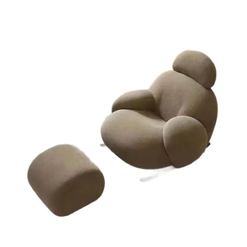 Contemporary Creative Sherpa Fabric Carbon Steel Pine Pet-Shaped Round Accent Chair Backrest Armrests For Living Room