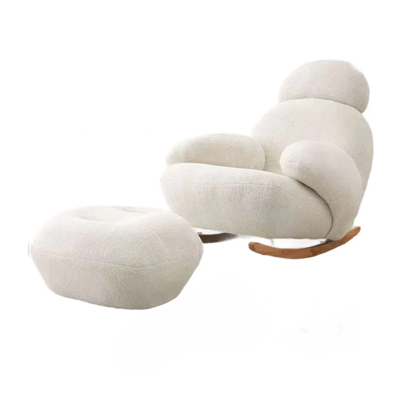Contemporary Creative Sherpa Fabric Carbon Steel Pine Pet-Shaped Round Accent Chair Backrest Armrests For Living Room