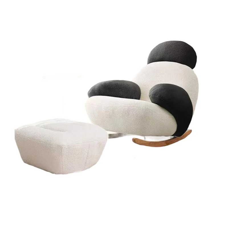 Contemporary Creative Sherpa Fabric Carbon Steel Pine Pet-Shaped Round Accent Chair Backrest Armrests For Living Room
