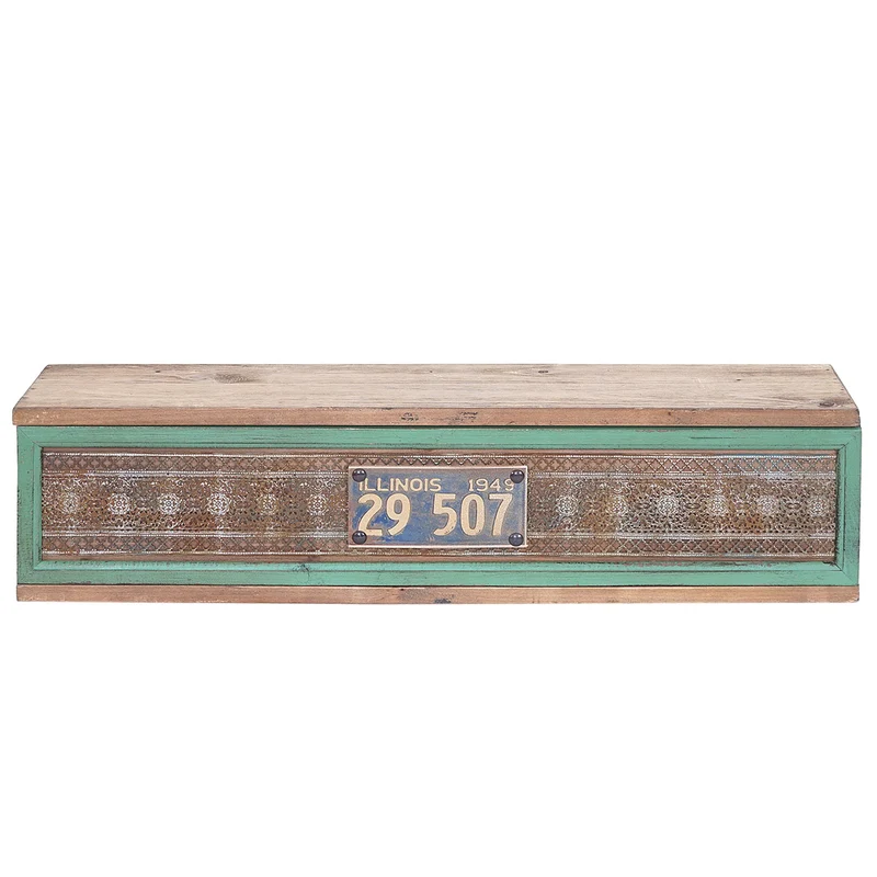 Étagère murale étagère suspendue en bois massif de pin style vintage patchwork 65 x 16 x 13 cm 04_0006787