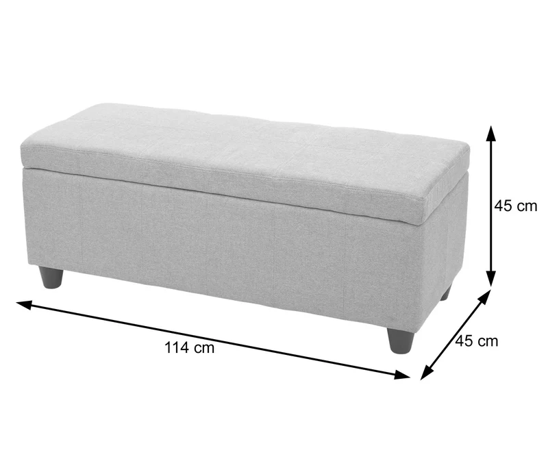 Banquette de rangement en tissu gris foncé avec compartiment de rangement intégré 45 x 114 x 45 cm 04_0006456