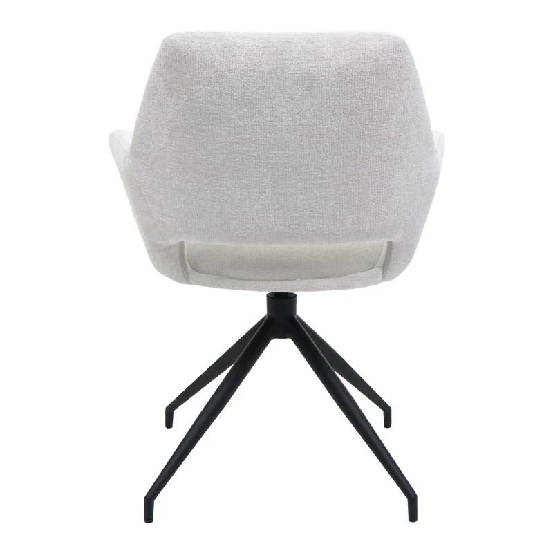 Chaise de salle à manger x1 rembourrée avec accoudoirs pivotante avec fonction de retour automatique Structure en métal et tissu crème-blanc 04_0006349