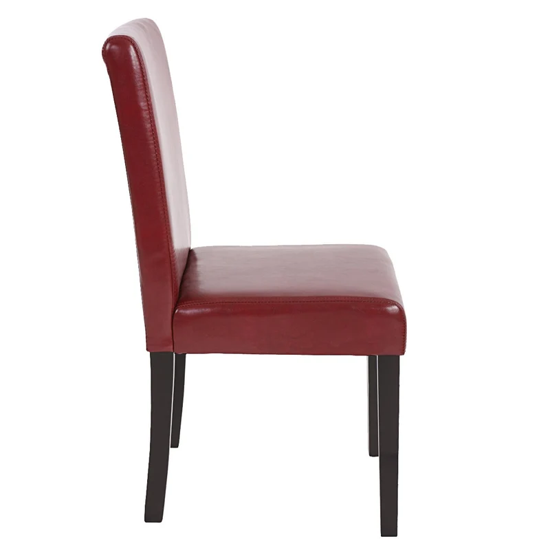 Lot de 6 chaises de salle à manger en similicuir rouge-brun pieds noirs design moderne CDS04233