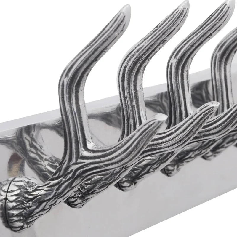 Lot de 4 portes-manteaux mural en aluminium argenté avec 6 crochets 49x9x18 cm DEC024207