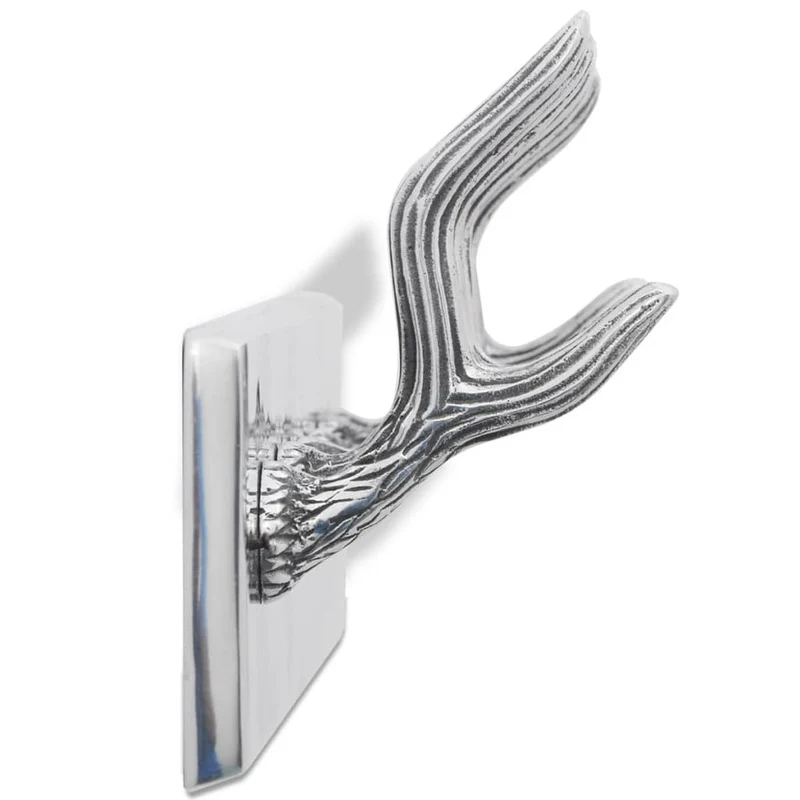Lot de 2 portes-manteaux mural en aluminium argenté avec 6 crochets 49x9x18 cm DEC024206
