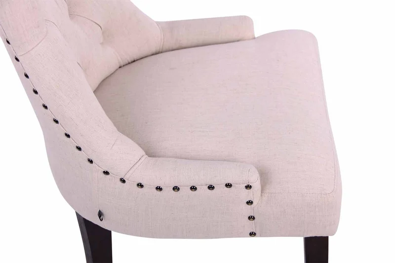 Chaise de salle à manger bureau ou coiffeuse capitonné en tissu crème pied foncé FAL10062