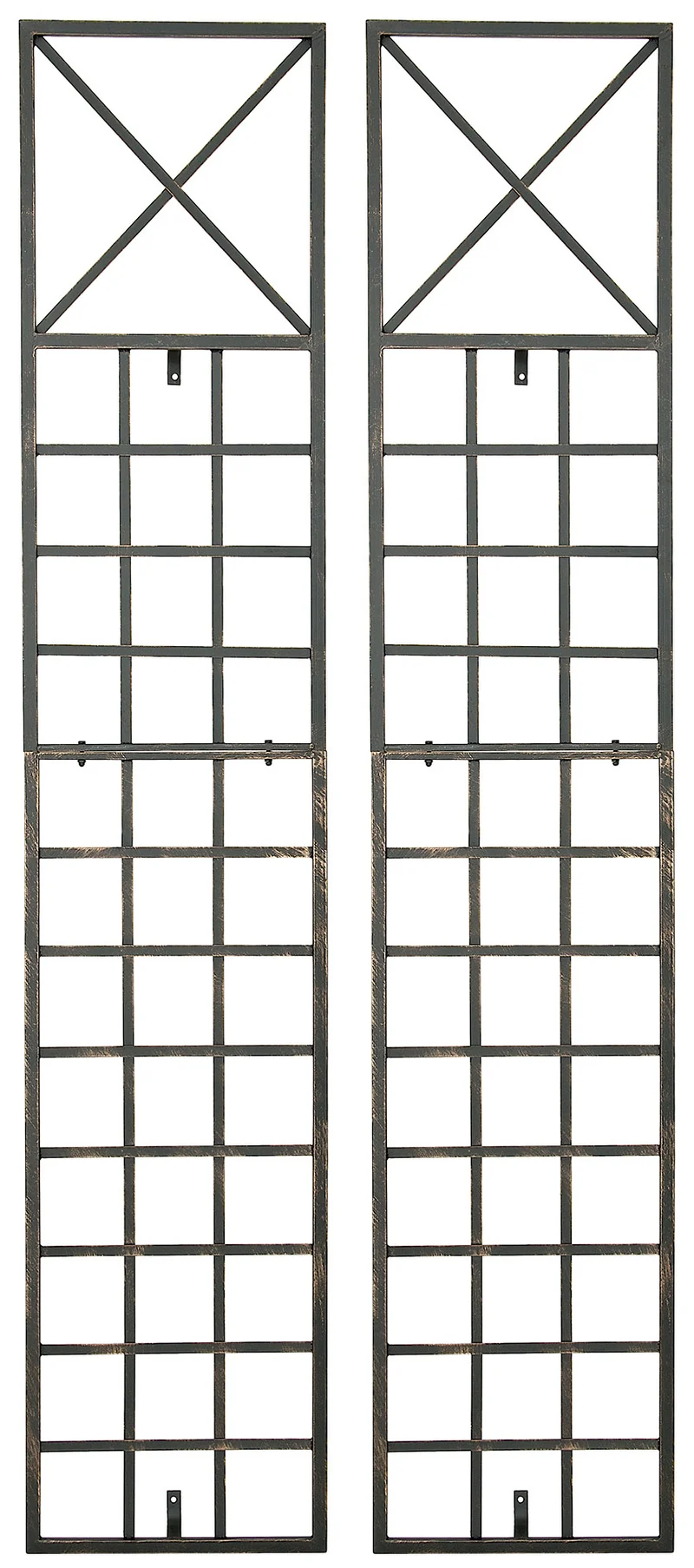 Set de 2 treillis décoration mural jardin roses plantes grimpantes métal bronze 10_0003848