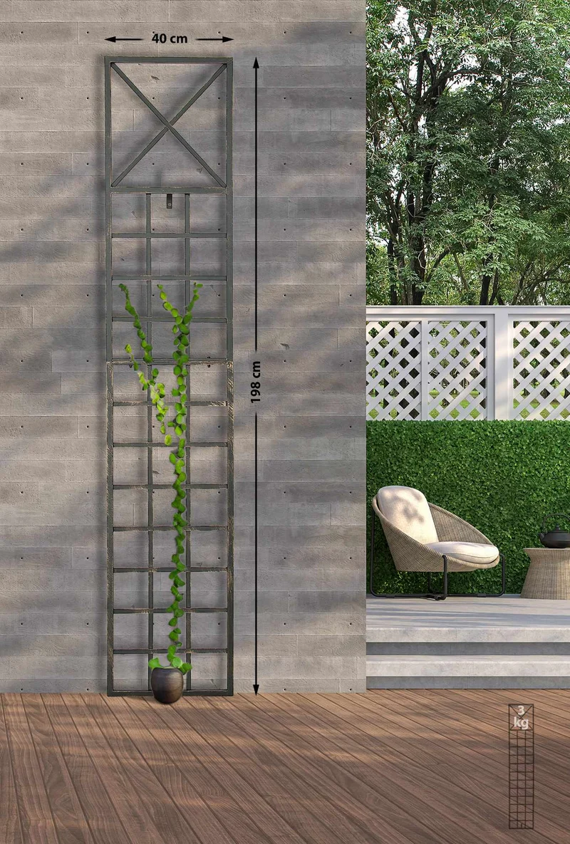 Set de 2 treillis décoration mural jardin roses plantes grimpantes métal bronze 10_0003848