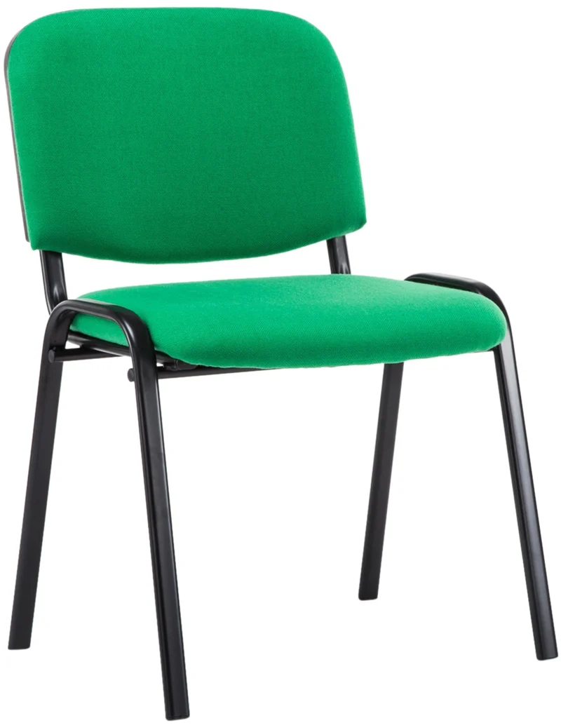 Chaise visiteur empilable zone d'attente en tissu vert piètement à 4 pieds en métal noir 10_0003399