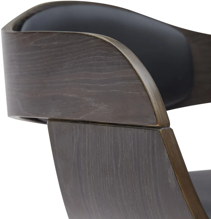 Tabouret de bar x1 design scandinave en PVC noir et structure en bois gris pieds métal noir 10_0005037